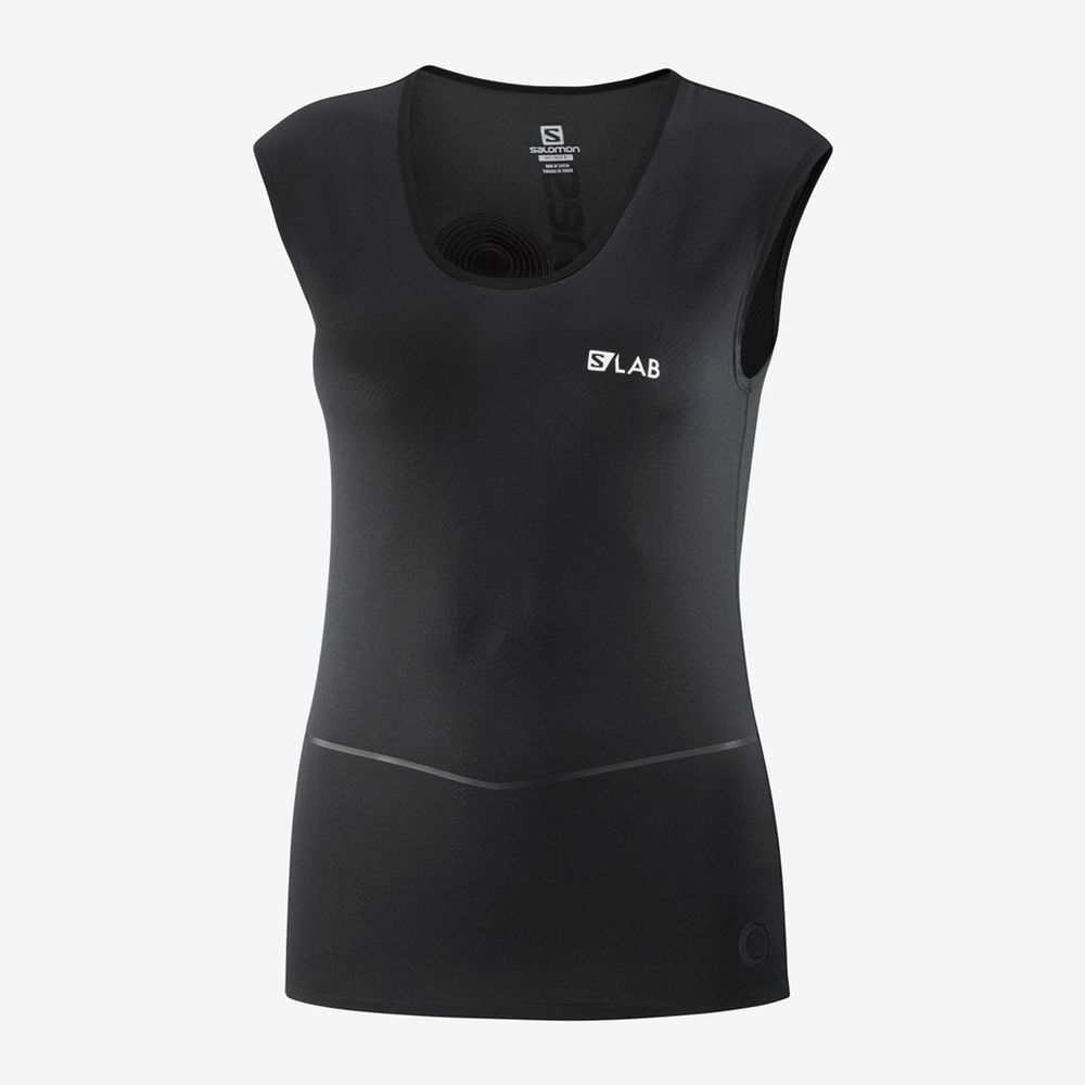SALOMON S/LAB NSO SL WOMENS Philippines - Women's Tee Shirts - Black | 623598-NHC